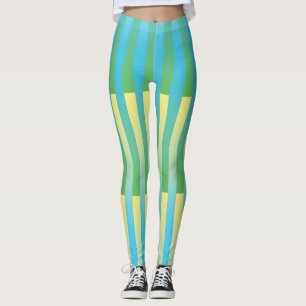 Leggings Patrón rayado verde amarillo azul