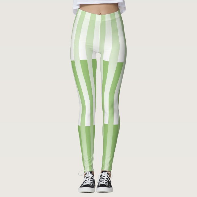 Leggings Patrón rayado verde blanco (Anverso)