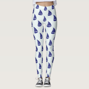 Leggings Patrón real de velero azul