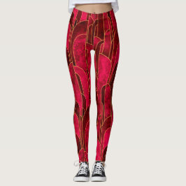 Leggings Patrón real rojo y oro Art Deco