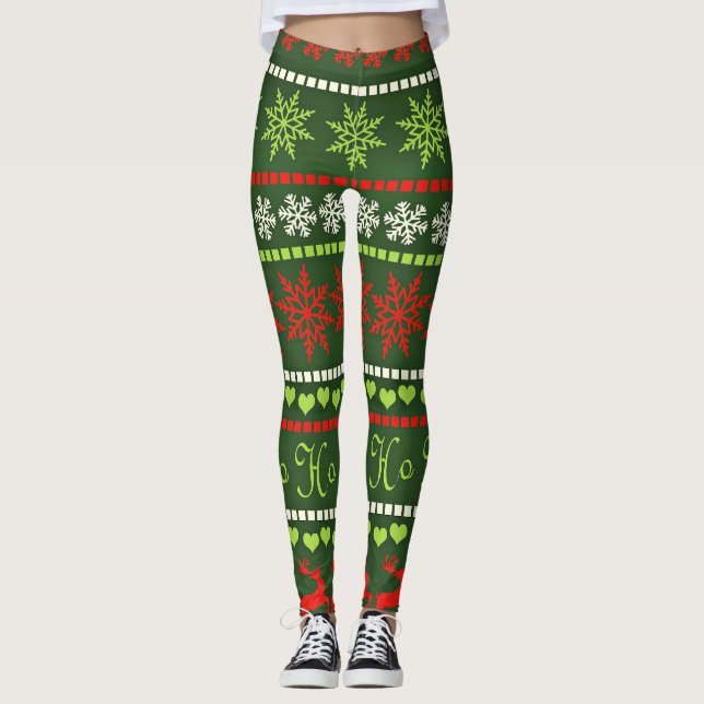 Leggings Patrón repetitivo de Navidad (Anverso)