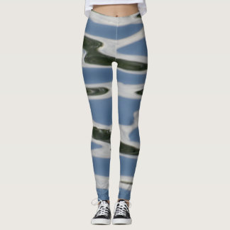 Leggings Patrón Resumen Azul Y Blanco