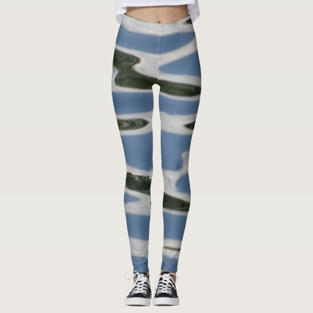 Leggings Patrón Resumen Azul Y Blanco (Anverso)