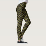 Leggings Patrón retro Art Deco de la cubierta de vieira neg<br><div class="desc">Estas elegantes leggings retro son dignas de la Edad de Jazz de los años 20 con un patrón de concha de vieiras en falso oro y negro. Este estilo inspirado en el Art Déco te llevará a los años 20.</div>