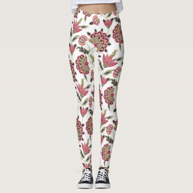 Leggings Patrón Retro Botánico Damask Boho  (Anverso)