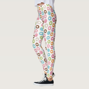 Leggings Patrón Retro Colorido de Donas Minimalista Fiesta