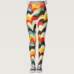 Leggings Patrón retro de color de onda
