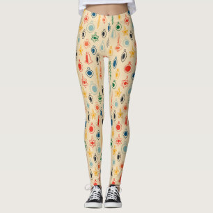 Leggings Patrón retro de mediados del siglo con juguetes de