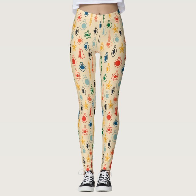 Leggings Patrón retro de mediados del siglo con juguetes de (Anverso)