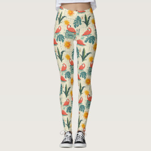 Leggings Patrón Retro de Verano junto a la Piscina de Flame