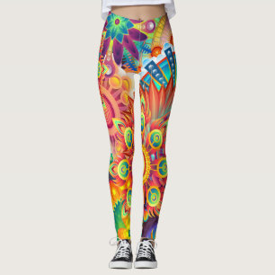 Leggings Patrón retro falso Resumen bohemio