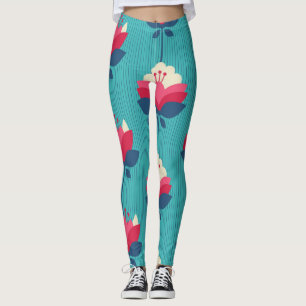 Leggings Patrón retro floral sin costuras.
