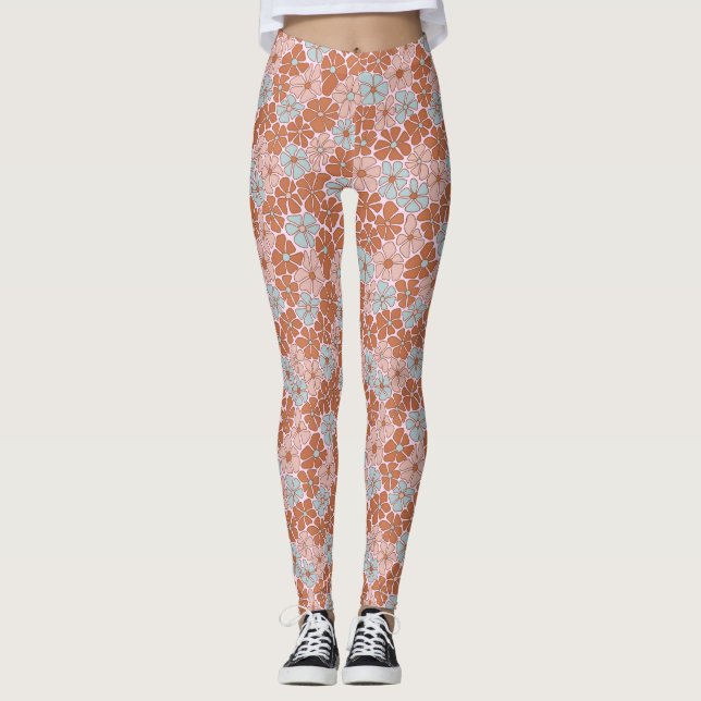 Leggings Patrón retro floral sin soldadura (Anverso)