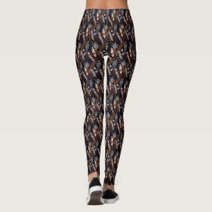 Leggings Patrón retro Marrón todo - Calcetines de impresión
