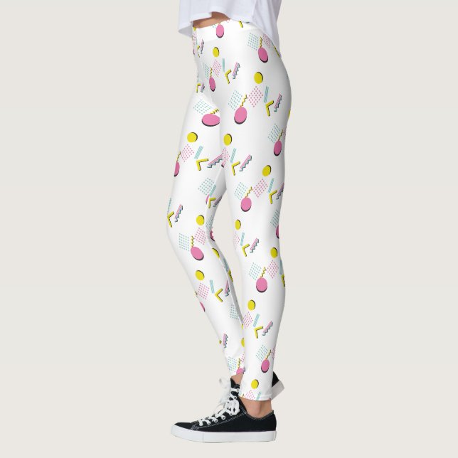 Leggings Patrón retro memphis colorido de los 90 (Izquierda)