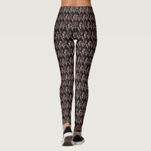 Leggings Patrón Retro Moderno Marrón