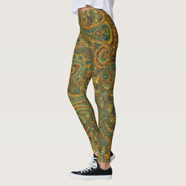 Leggings Patrón retro paisley colorido (Izquierda)