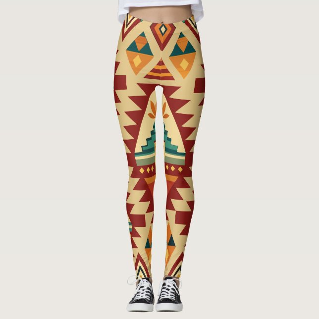 Leggings Patrón retro Personalizado de motivos étnicos (Anverso)