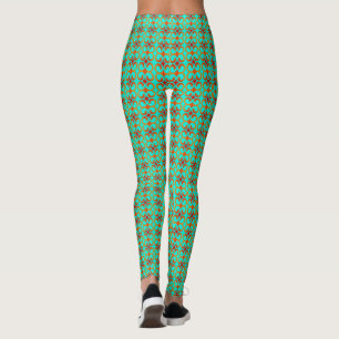 Leggings Patrón retro rojo y verde