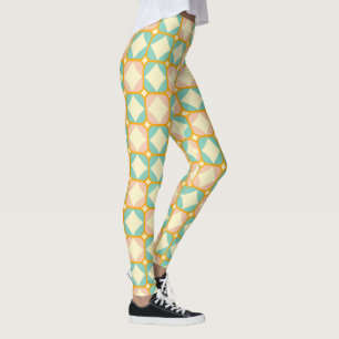 Leggings Patrón retro sin fisuras con cuadrados redondeados