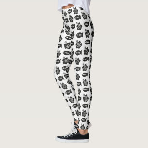 Leggings Patrón retro tiki blanco y negro