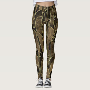 Leggings Patrón rico marrón y oro Art déco