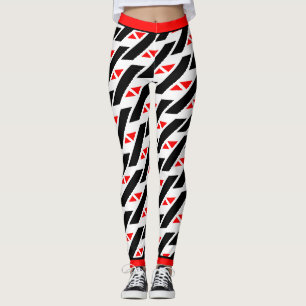 Leggings Patrón Rojo Blanco Negro Abstracto Absoluto