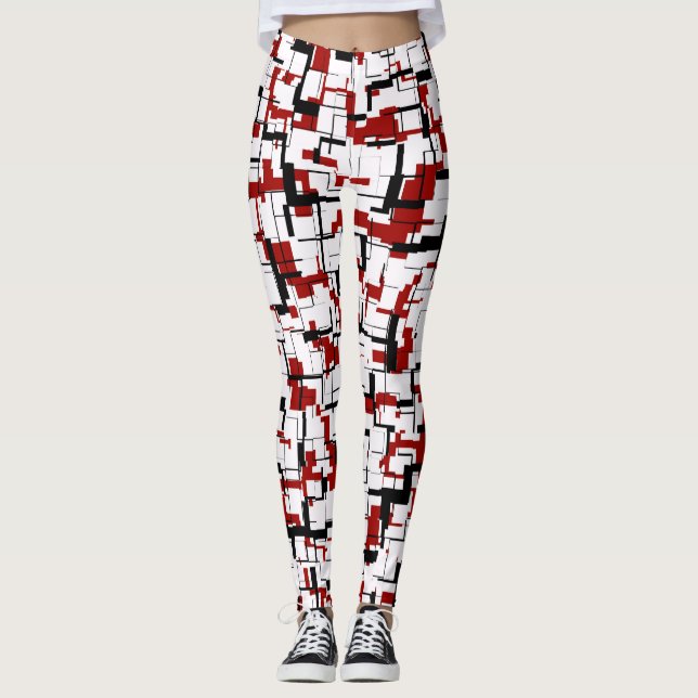 Leggings Patrón rojo blanco negro de camo digital (Anverso)