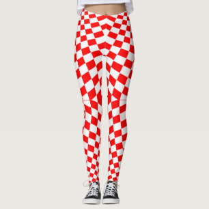 Leggings Patrón rojo de control blanco
