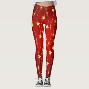 Leggings Patrón rojo de rubí adorado por estrella