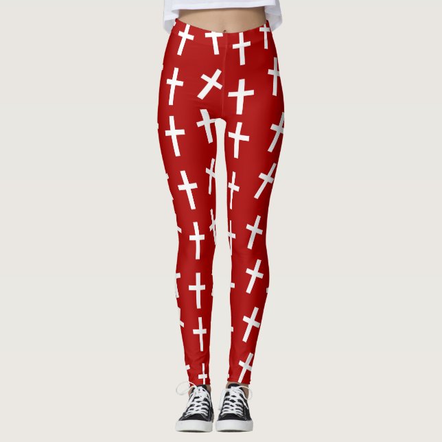 Leggings Patrón rojo del Jesús cristiano (Anverso)