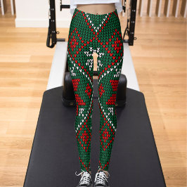 Leggings Patrón Rojo Verde Ultra Suave Regalo de Navidad pa
