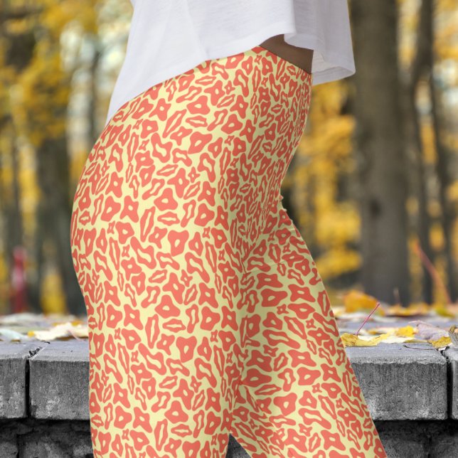 Leggings Patrón rojo y crema de moda (Trendy Red and Cream Pattern Leggings)