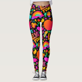 Leggings Patrón romántico neón