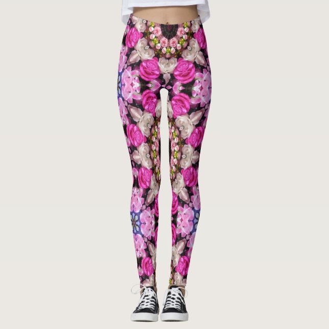 Leggings Patrón rosa de verano floral (Anverso)