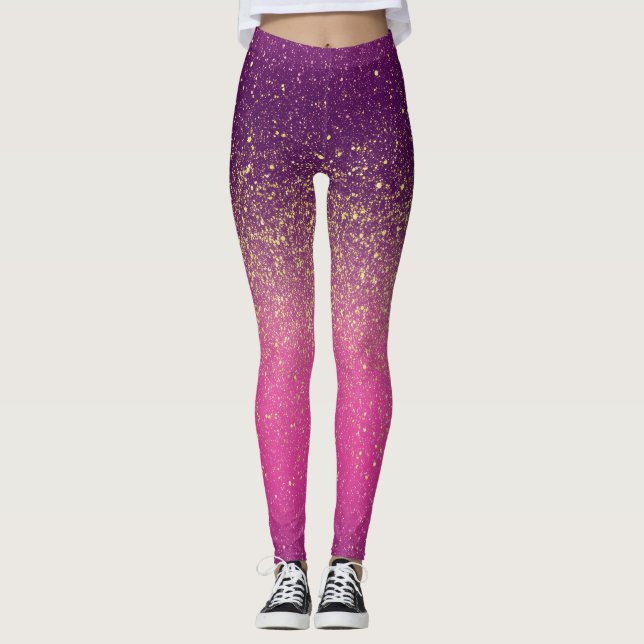 Leggings Patrón rosa ombre brillante  (Anverso)