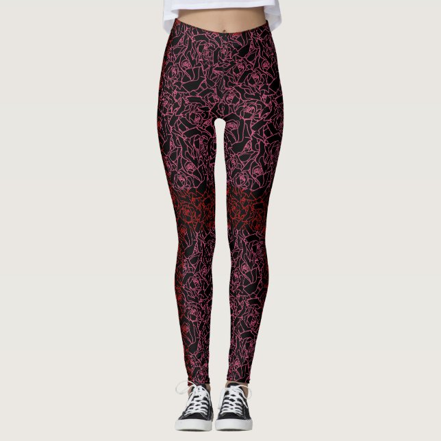 Leggings patrón Rosa.r.dpnk.02b BG negro (Anverso)