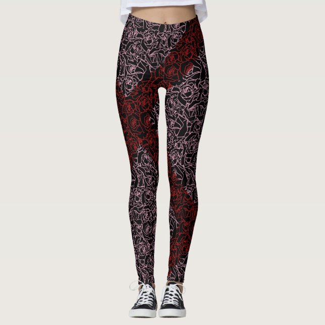 Leggings patrón Rosa.r.pnk.01b BG negro (Anverso)