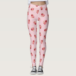 Leggings Patrón rosa Rojo Vintage