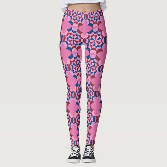 Leggings Patrón rosa y azul bonito (Anverso)