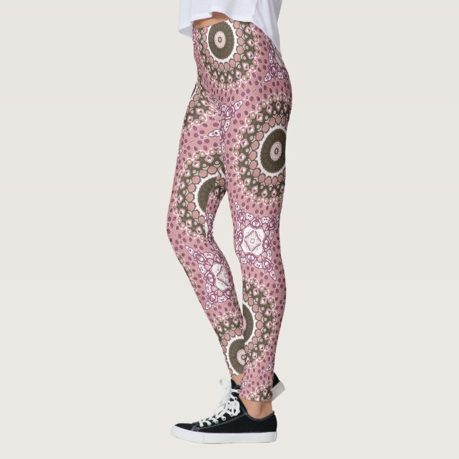 Leggings Patrón Rosa y Mocha Mandala Geometría floral (Izquierda)