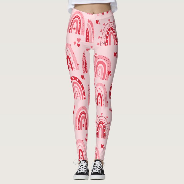 Leggings Patrón San Valentín 2023 Fondo con amor cardíaco (Anverso)
