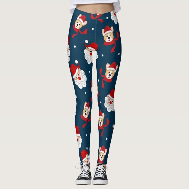 Leggings Patrón Santa Claus y Corgi (Anverso)