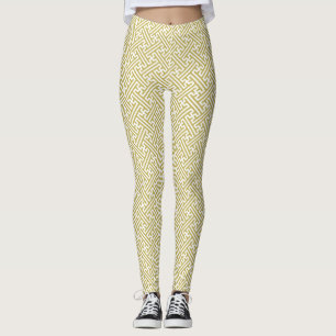 Leggings Patrón Sayagata, japonés, dorado y blanco