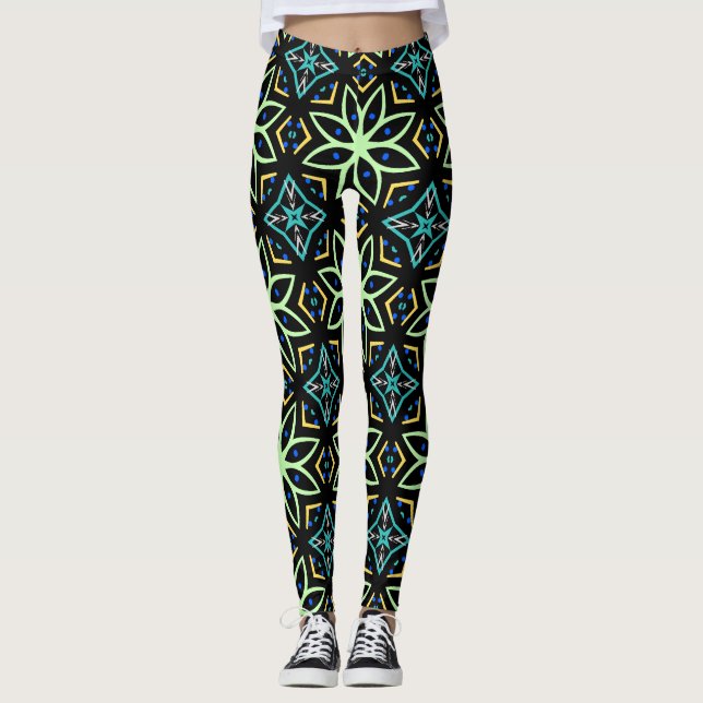 Leggings Patrón simétrico floral sin soldadura (Anverso)