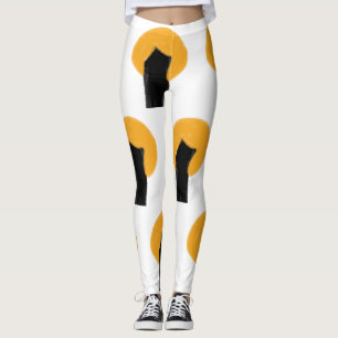 Leggings Patrón simple de acuarela de árbol negro naranja p