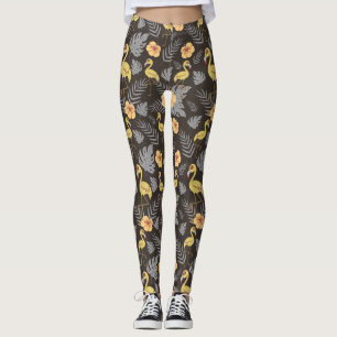 Leggings Patrón sin fisuras de flor y hojas