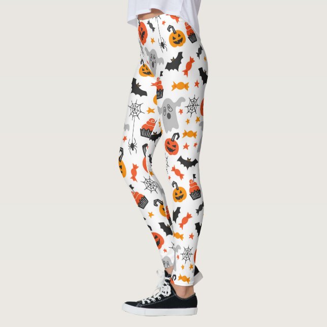 Leggings Patrón sin fisuras de los símbolos de Halloween (Izquierda)