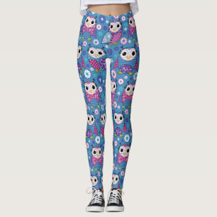Leggings Patrón sin fisuras de vectores de búho multicolor