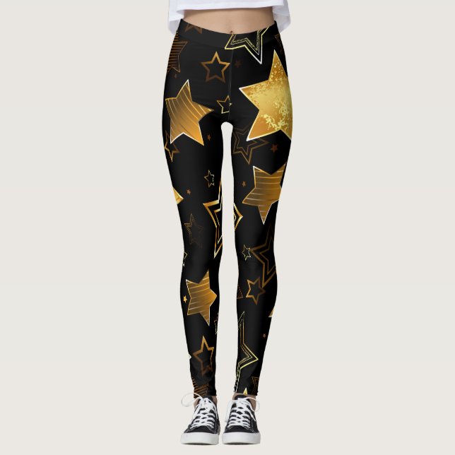 Leggings Patrón sin foco con las estrellas doradas (Anverso)